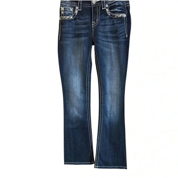 Miss Me Dark Wash Mid Rise Boot Jeans Size 27/31 - Picture 2 of 10